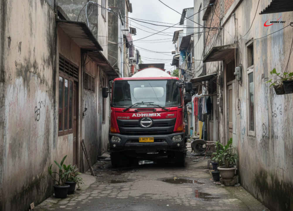 Minimix Truck Mixer Dari Adhimix, Solusi untuk Pengecoran di Jalan Sempit
